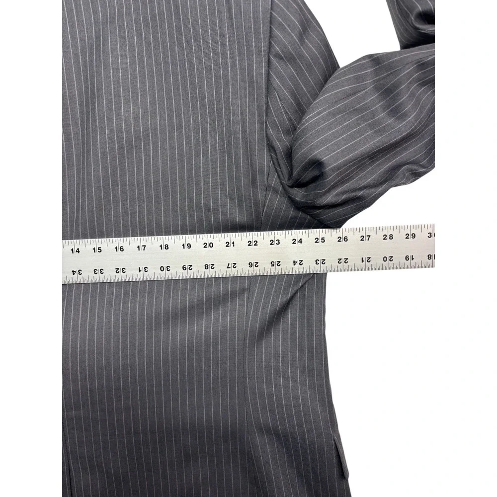 Jos A Bank 48L 43x32 Gray Stripe 2pc Pant Suit Signature Collection Silk Wool